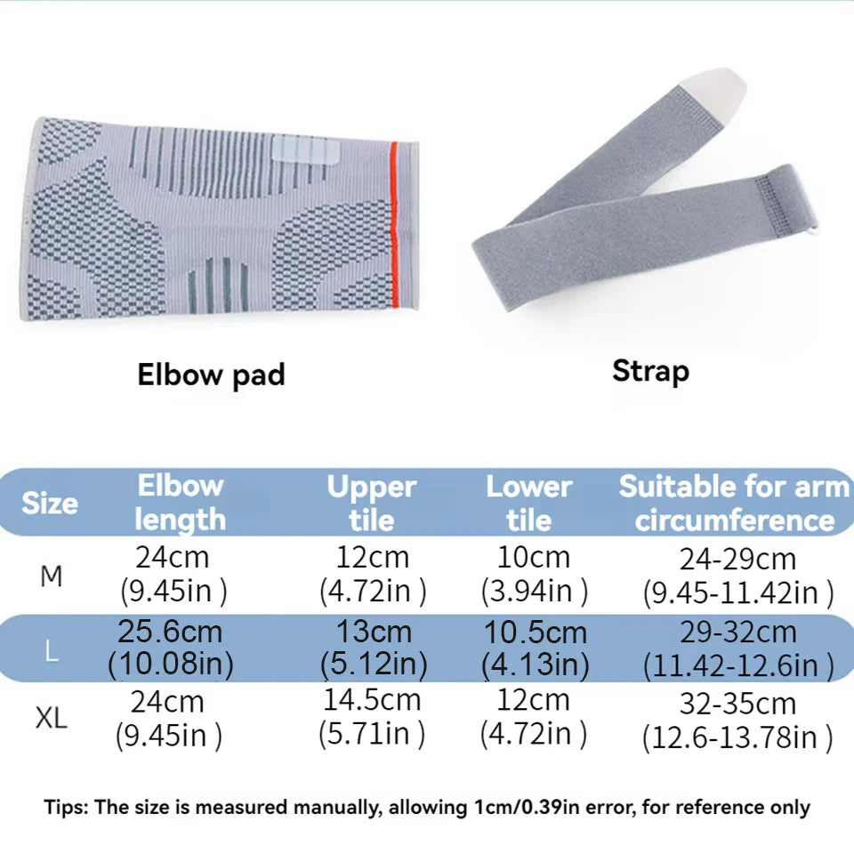 Silicone Elbow Support Brace — 3D Knit Compression (M/L/XL)
